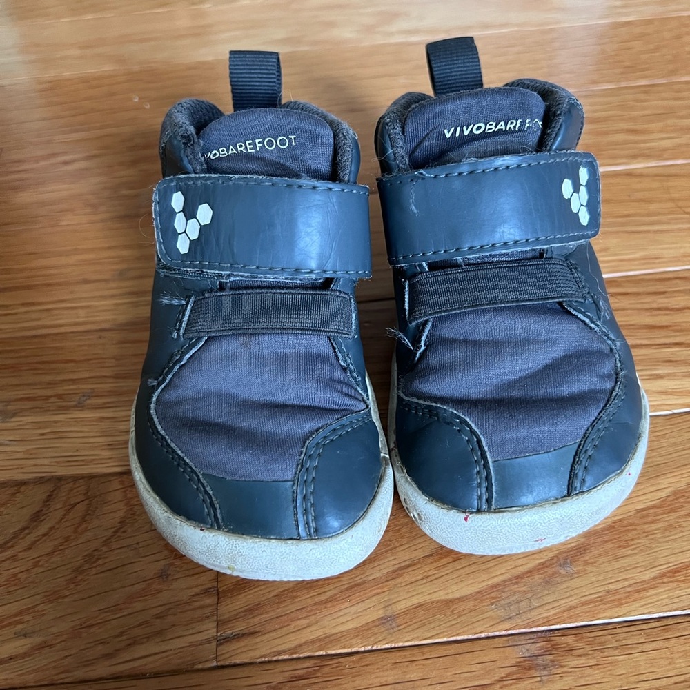 Vivo barefoot Primus Gray Sneakers with Velcro Straps and Padded Ankle Support